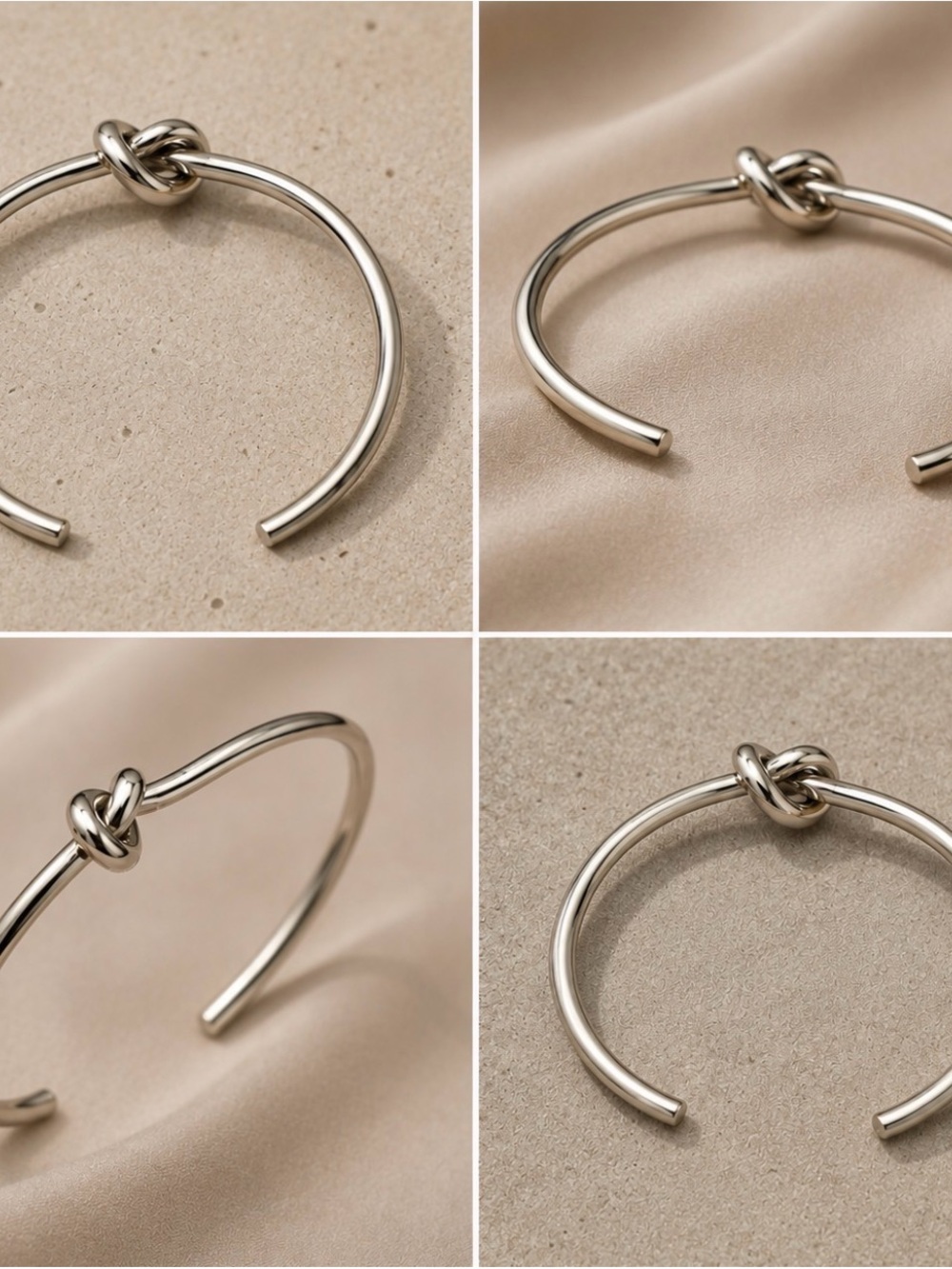 Fashion Jewelry Silver Knot Open Cuff Bracelet